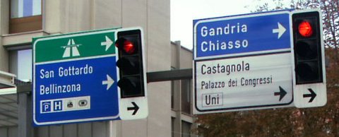 traffic sign in downtown Lugano