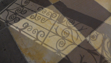 Beautiful shadows on the floor tiles at Augustinermuseum in Freiburg